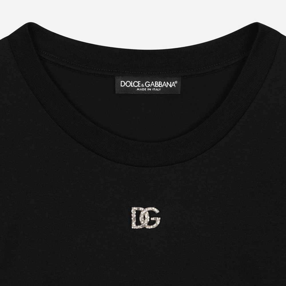 Dolce & Gabbana Jersey T-shirt with Crystal DG Embellishment